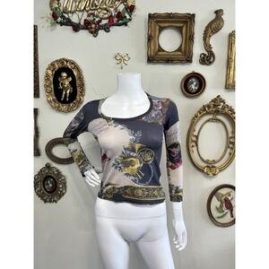 Cheryl Creations Vintage 90s Musical Classical Art Mesh Top Medium